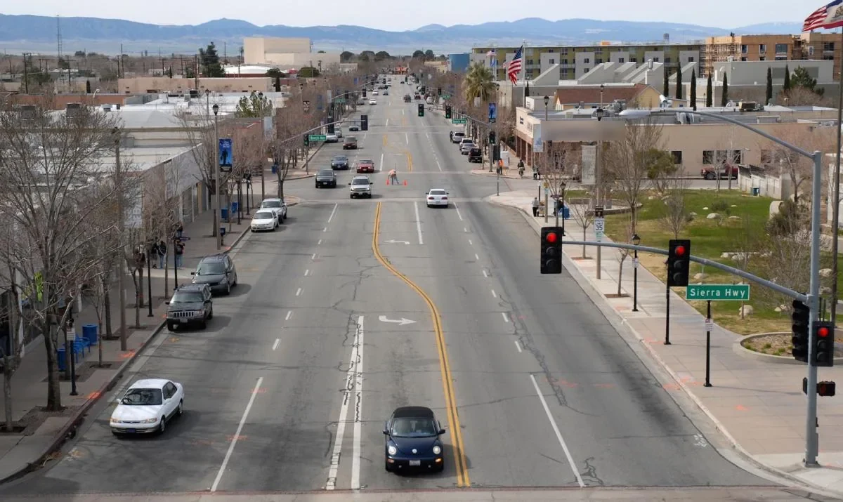 Sierra Highway through central Lancaster, California